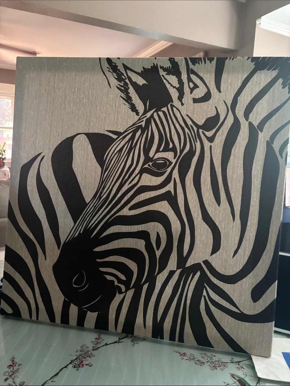 Contemporary Zebra Canvas Art in Black and Cream - Stylish Wall Accent
